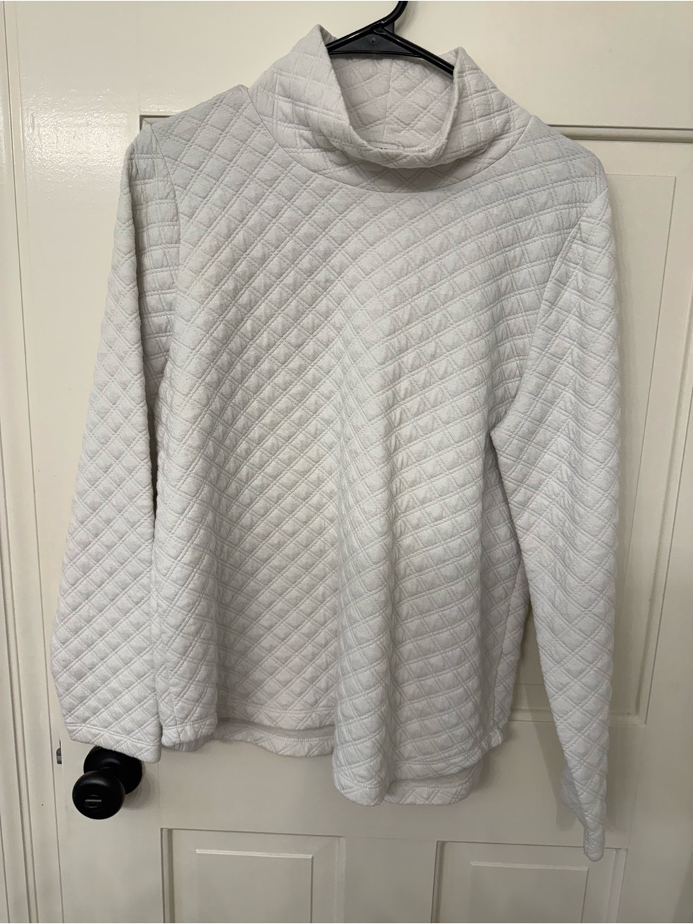 J. Crew White Quilted Turtleneck Pullover